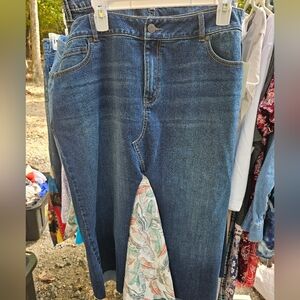 Cato Blue Denim Maxi Skirt with Floral Accent